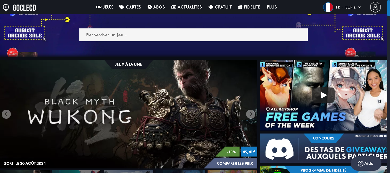 La page principale de GocleCD